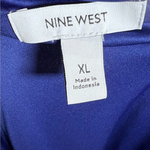 Nine West long sleeve abstract print chiffon peplum blouse top size XL - Picture 6 of 7